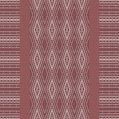 Multicolored striped borders seamless texture with patterns of various mosaic shapes. Design for wallpapers, carpets, linoleum, blankets, fabrics, curtains, packaging and other home decor.