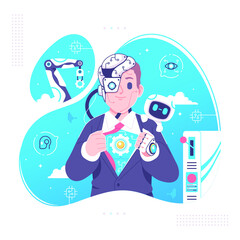 artificial intelligence technology cyborg character