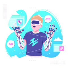 vr bionic hands future technology illustration