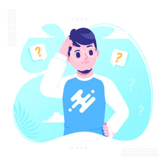 confused man gesture character design