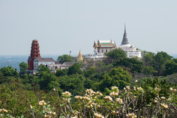 View of the Buddhist temple complex on the top of the Royal Hill (Phra Nakhon Khiri). Phetchaburi, Thailand