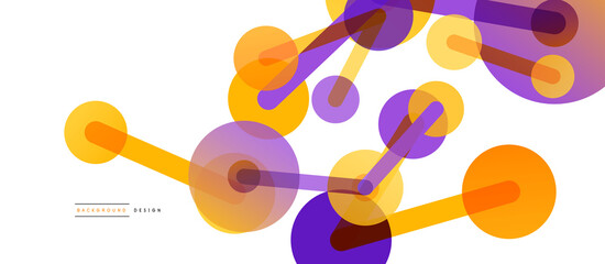 Abstract background. Round dots connected by lines. Trendy techno business template for wallpaper, banner, background or landing