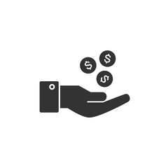 Silhouette icon of hand coins and hand