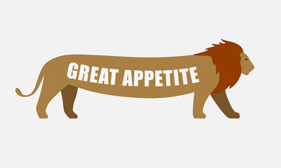 Lion walking with long tummy, side flat icon design, super capacity
