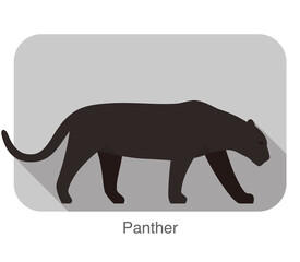 Panther walking side flat 3D icon design