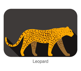 Leopard walking side flat 3D icon design