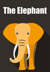 Elephant walking to you, flat 3D icon design