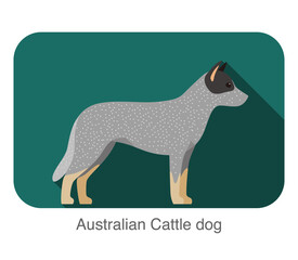 Breed dog standing on the ground, side, dog cartoon image series