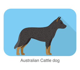 Breed dog standing on the ground, side, dog cartoon image series