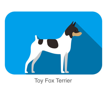 Toy fox terrier breed dog standing on the ground, side, dog cartoon image series