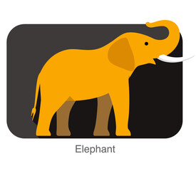 Elephant walking side flat 3D icon design, vector illustration