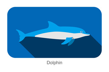 Dolphin swimming in the sea flat icon design, vector illustration