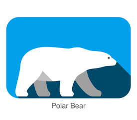 Polar bear walking side flat 3D icon design, vector illustration