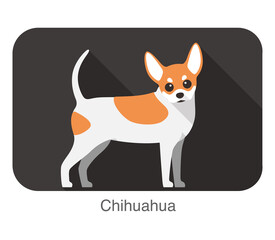Breed chihuahua dog standing on the ground, side, face forward, dog cartoon image