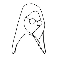 one line continuous drawing of woman wearing eyeglass