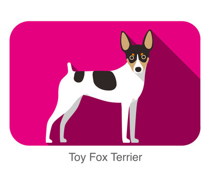Breed toy fox terrier dog standing on the ground, face forward, dog cartoon image