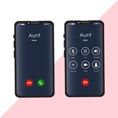 phone with  Aunt calling screen vector illustration