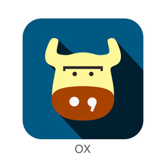 cow face flat icon design. Animal icons series.