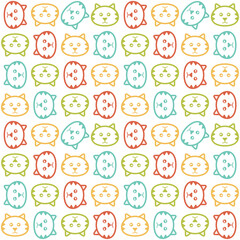 Fototapeta premium Colorful cat's head seamless pattern. Vector background.