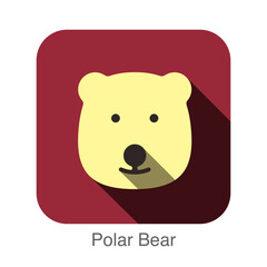 polar bear face flat icon design. Animal icons series.
