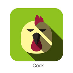 Cock bear face flat icon design. Animal icons series.