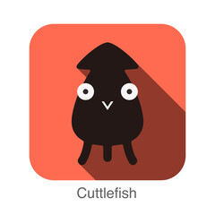 Cuttlefish animal face flat design