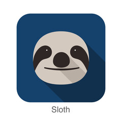 Sloth cartoon face, flat icon design