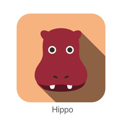 Animal Hippo face flat icon