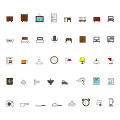 household furniture icon color for website, symbol, presentation 
