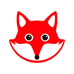 Cute Red Fox, cartoon flat icon design, like a logo