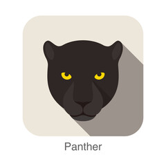 Panther, Cat breed face cartoon flat icon design