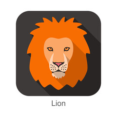 Lion, Cat breed face cartoon flat icon design