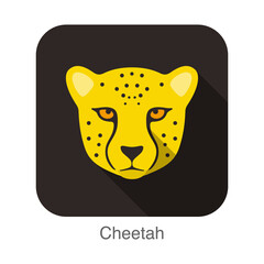 Cheetah, Cat breed face cartoon flat icon design