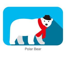 Cute bear wear a scarf and a cap, vector