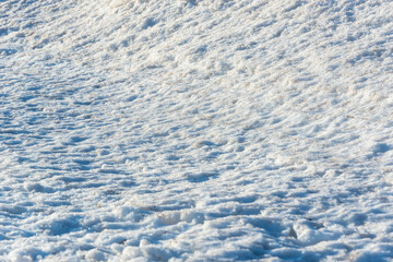 Snow melts in the park.