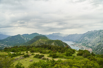 Aerial view of Kotor and Koto-Botor bay