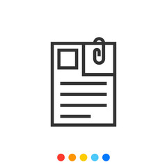 Outline icon of Document with Paper Clip, Professional, Vector and Illustration.