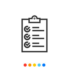 Simple Document Checklist Outline icon, Vector and Illustration.