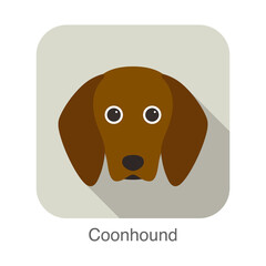 Coonhound dog character, dog breed cartoon image series