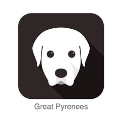 great pyrenees face flat icon dog series