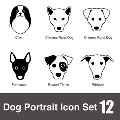 Dog face portrait icon set