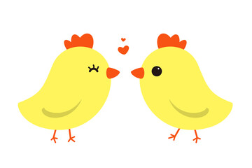 Cute cartoon chicken/bird icon, vector illustration.