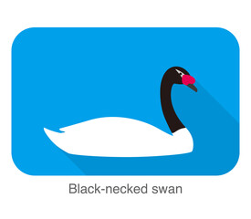 black-necked swan, cartoon flat icon vector illustration