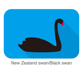 black swan, cartoon flat icon vector illustration