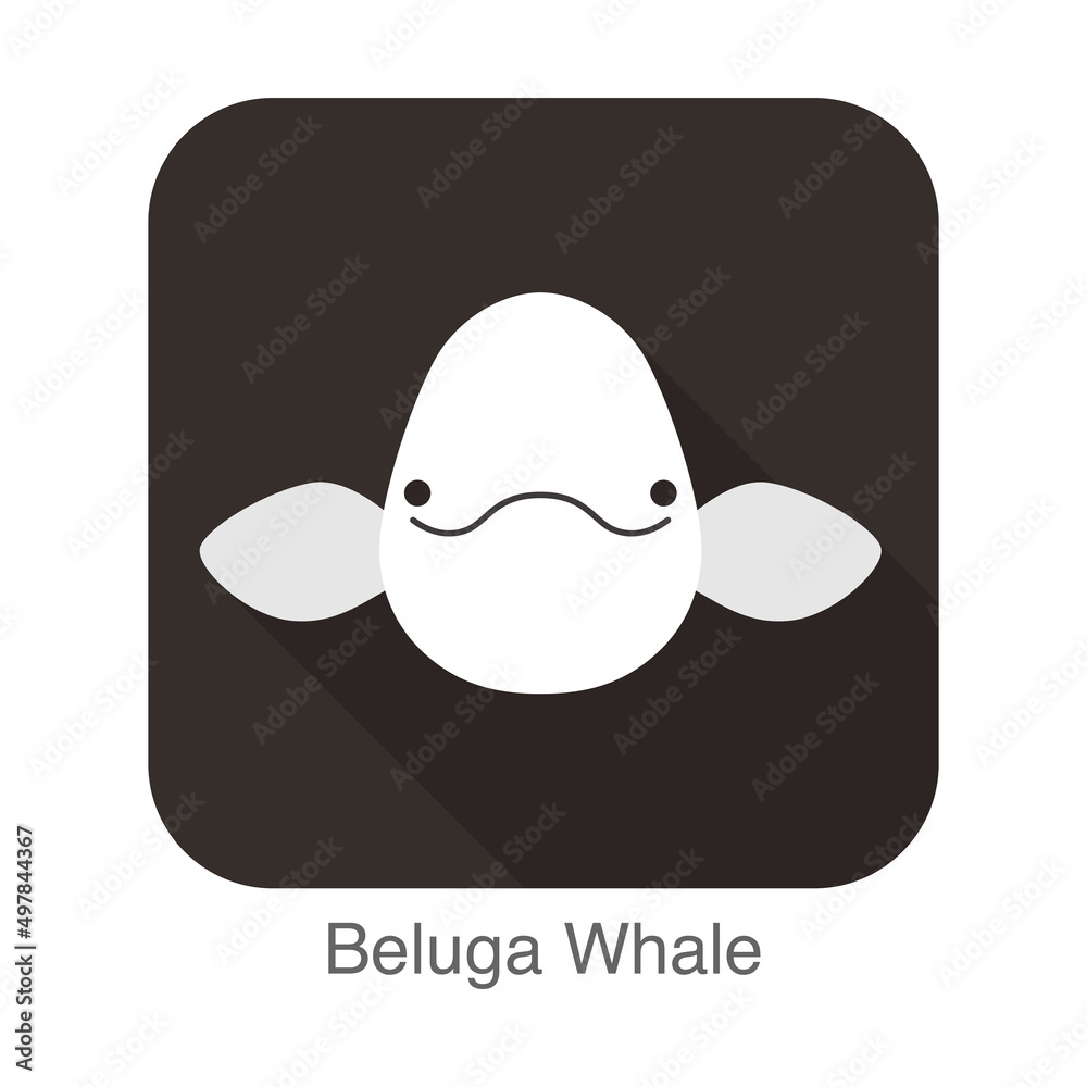 Sticker Beluga whale face flat icon vector illustration