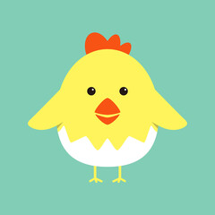 Cute cartoon chicken flat icon, vector illustration.