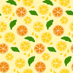Seamless vector pattern of a lemon slices