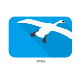 Mute swan flat icon design, cartoon vector illustration