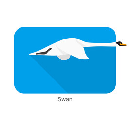 Mute swan flat icon design, cartoon vector illustration