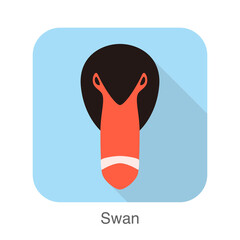 swan head vector icon, front face, vector